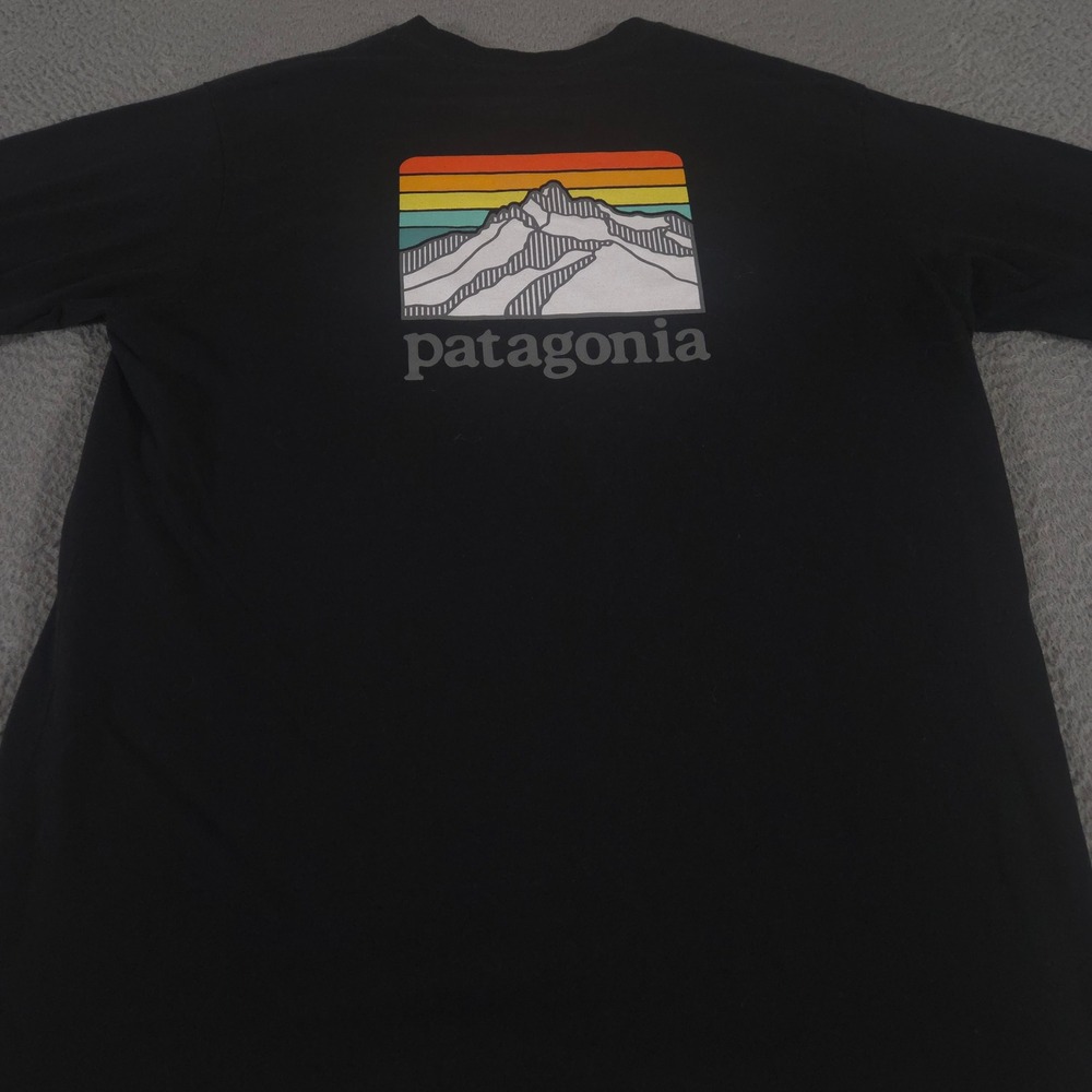 Patagonia Shirt Mens Large Black Line Logo Ridge Pocket Responsibili-Tee Graphic